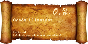 Orsós Ulisszesz névjegykártya